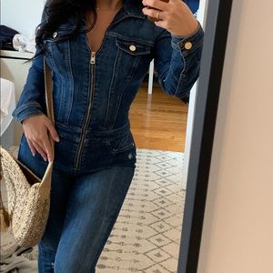 Guess Denim Long-Sleeve Jumpsuit